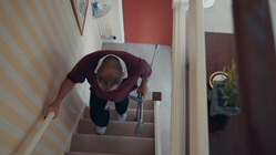 Play video: Going up stairs with crutches 