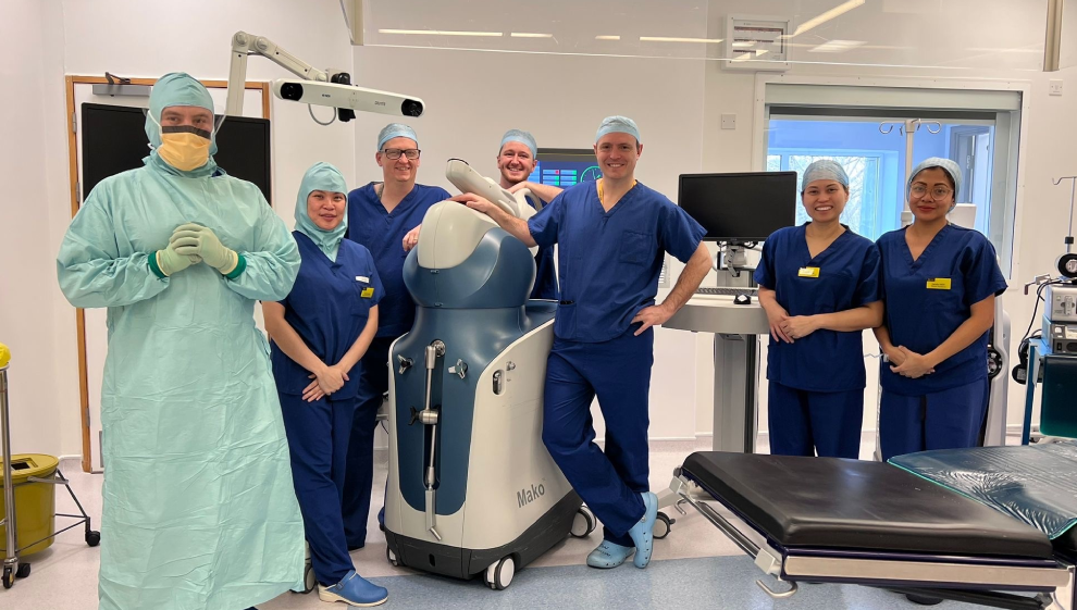 Nuffield Health Exeter Hospital surgical team with Mako® robot