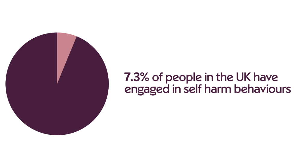 7.3% of people in the UK have engaged in self harm behaviours