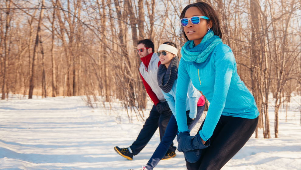 Exercise class outdoors