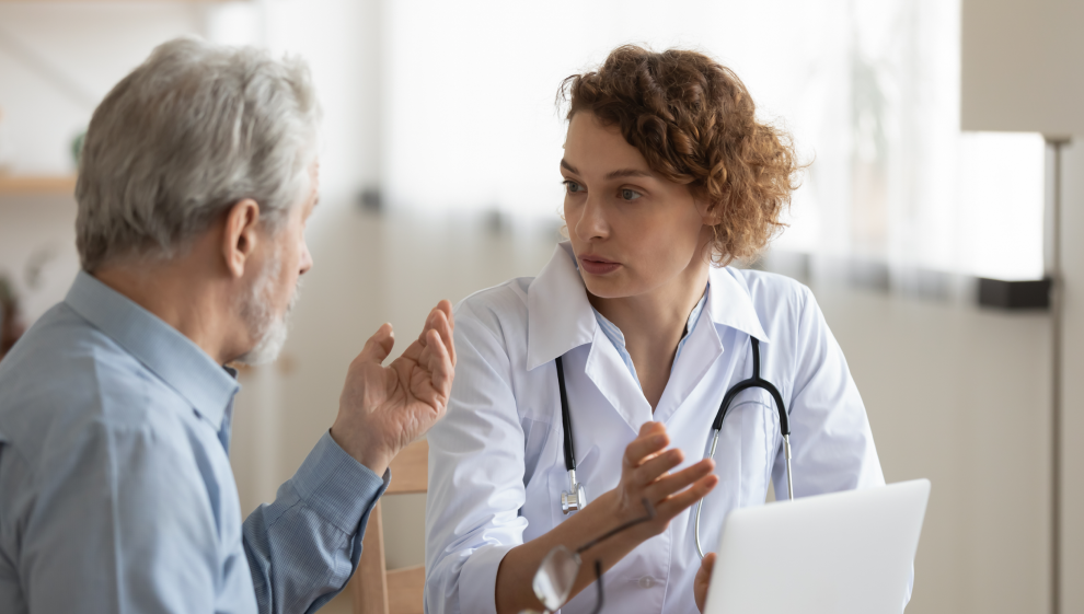 Snoring consultation with a female doctor