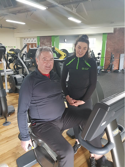 Nuffield Health Leeds Hospital spinal reconstruction patient John Cummings having rehab at Nuffield Health Guiseley Fitness & Wellbeing Gym