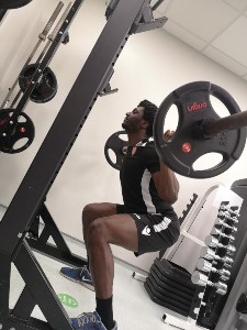 Scarborough Athletic's Isaac Assenso undergoing physio and rehabilitation after ACL surgery at Nuffield Health Leeds Hospital