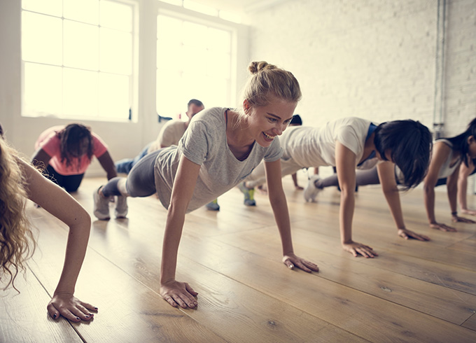 People doing push ups