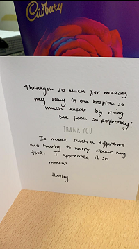 A thank you card from a patient