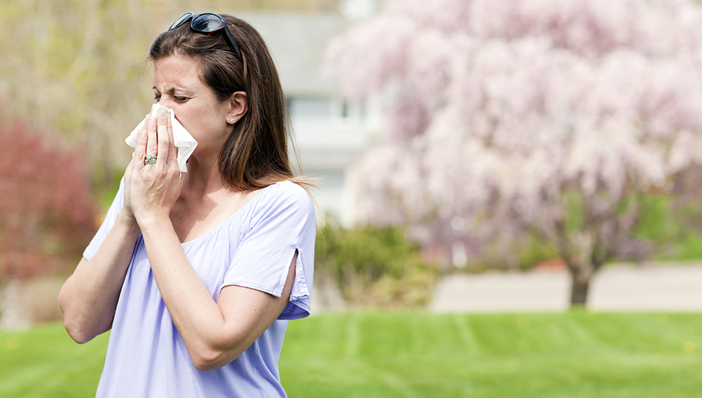 Woman outside with hayfever
