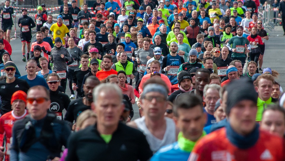 Runners sprinting during the half marathon