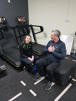 Nuffield Health Leeds Hospital spinal reconstruction patient John Cummings having rehab at Nuffield Health Guiseley Fitness & Wellbeing Gym