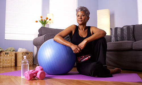 Woman enjoying yoga at home