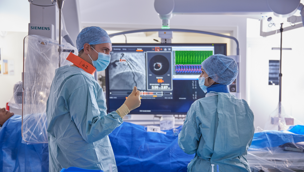 Two surgeons in an operating theatre 