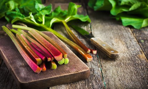 Rhubarb on a board