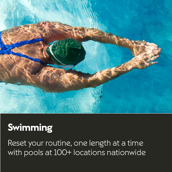 Reset your routine, one length at a time with swimming pools at 100+ locations nationwide.