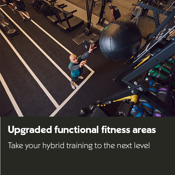 Upgraded functional fitness areas. Take your hybrid training to the next level.