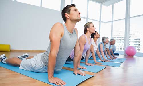 Mixed yoga class