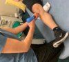 Shockwave therapy on a patient
