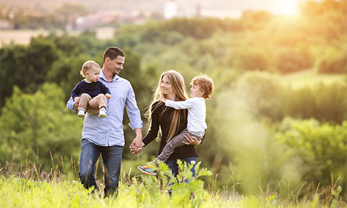 Family walking together outdoors