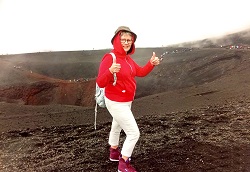 Linda at the top of Mt Etna