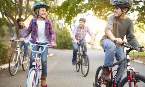 Family on a bike ride