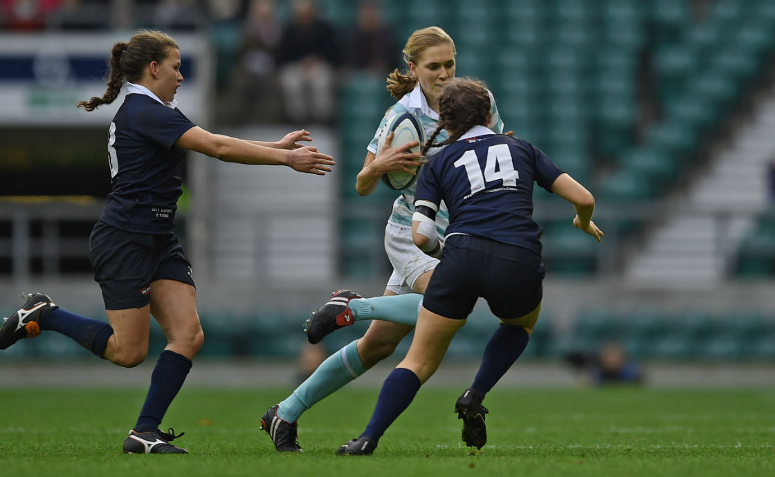 Alice Middleton in her historic Oxford v Cambridge varsity match at Twickenham