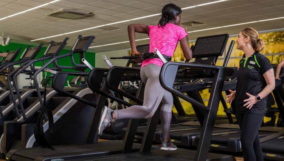 A woman on a treadmill